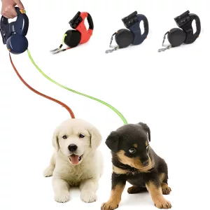 retractable dog leash, leash for 2 dogs, dual dog leash, double dog leash, leash with flashlight
